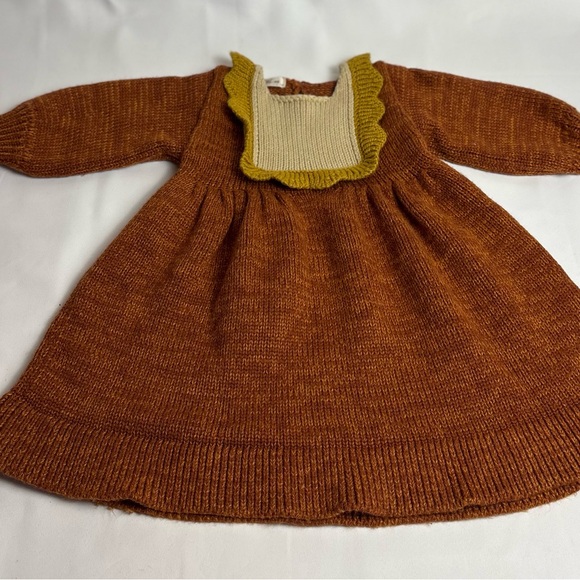 Other - Beautiful Rust Knit Baby Dress with Ruffle Collar